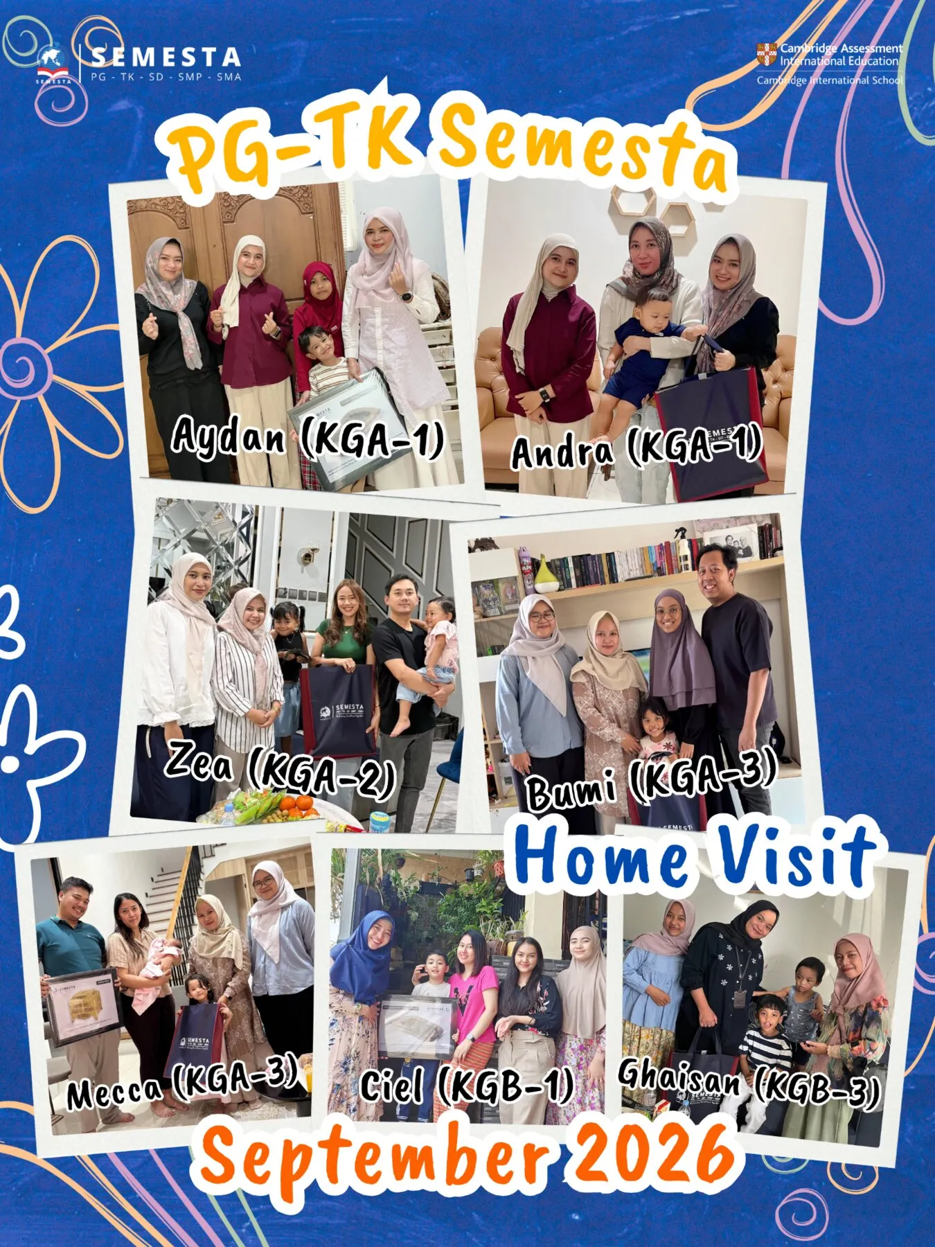 Kolase dokumentasi Home Visit guru PG-TK Semesta ke rumah siswa, September 2026